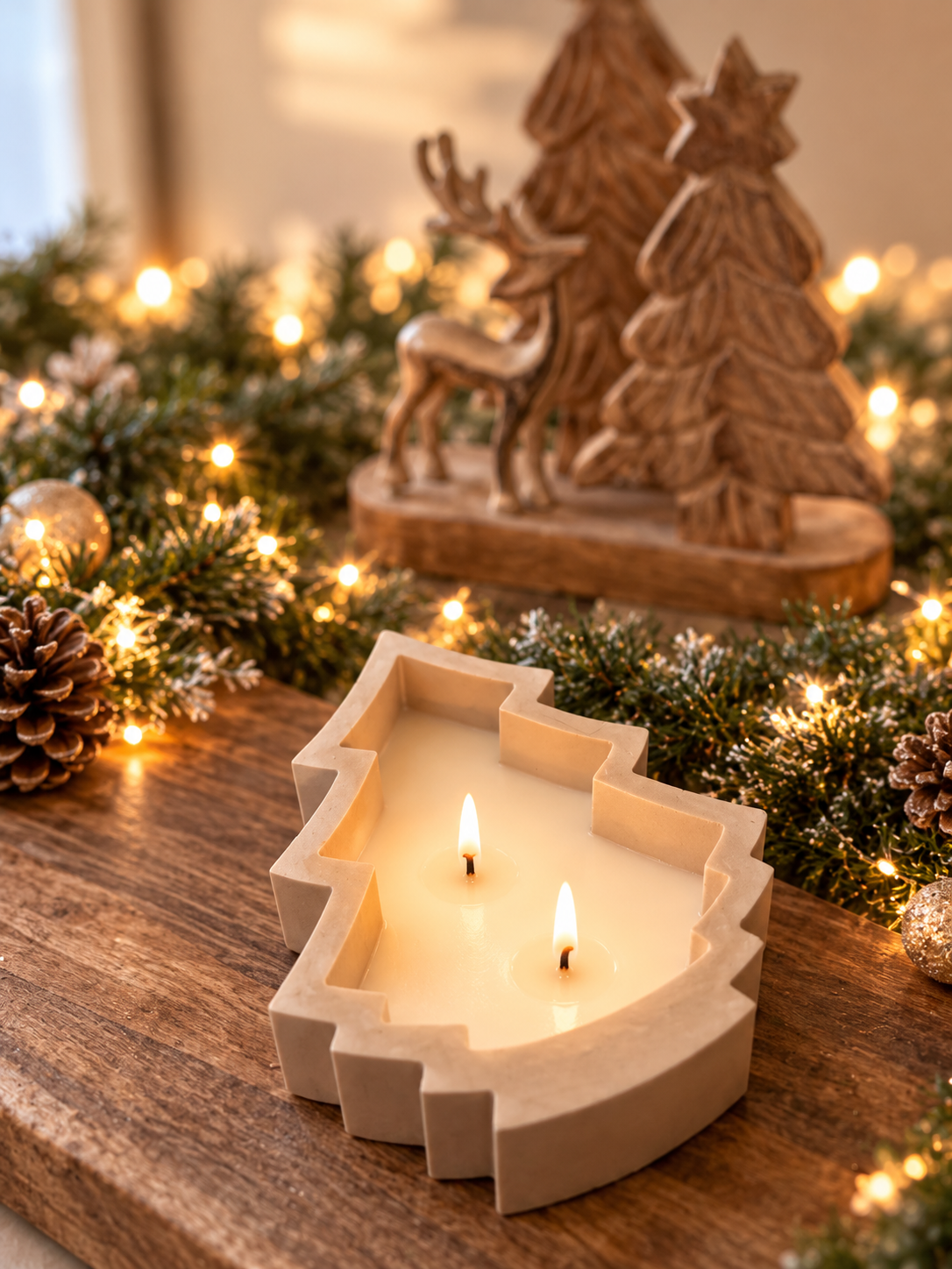Christmas Tree Stone Candle